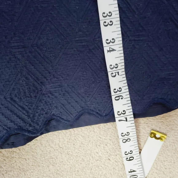 Tory Burch Jacquard Scalloped Navy Sheath Dress Classic Preppy 8 - Picture 4 of 7